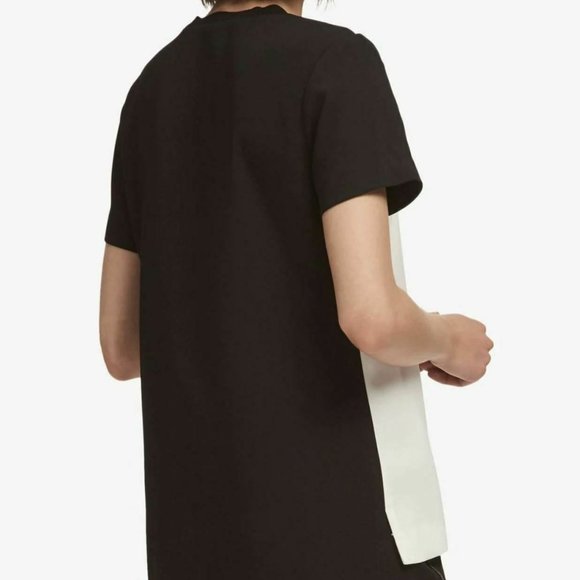 DKNY Colorblocked Crewneck Top White Black M NWT! - Picture 2 of 3